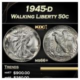 1945-d Walking Liberty Half Dollar 50c ms66+ SEGS