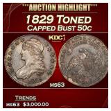 1829 Capped Bust Half Dollar Toned 50c ms63 USCG