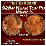 1928-p Lincoln Cent Near Top Pop! 1c ms67 rd SEGS