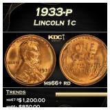1933-p Lincoln Cent 1c ms66+ rd SEGS