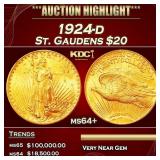 1924-d Gold St. Gaudens Double Eagle $20 ms64+ SEG