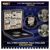 Complete 3 PC. 1993 Kennedy Half Dollar 50c set In