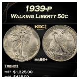 1939-p Walking Liberty Half Dollar 50c ms66+ SEGS