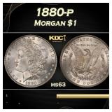 1880-p Morgan Dollar $1 Grades ms63