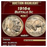 1916-s Buffalo Nickel 5c ms64+ SEGS
