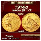 1914-d Gold Indian Quarter Eagle $2 1/2 ms65 SEGS
