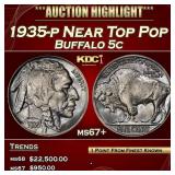 1935-p Buffalo Nickel Near Top Pop 5c ms67+ SEGS