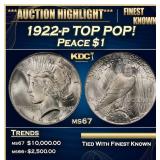 1922-p Peace Dollar TOP POP! $1 ms67 SEGS