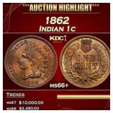 1862 Indian Cent 1c ms66+ SEGS