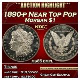1890-p Morgan Dollar Near Top Pop $1 ms65 dmpl SEG
