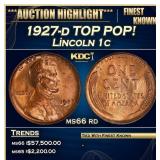 1927-d Lincoln Cent TOP POP! 1c ms66 rd SEGS