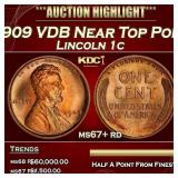 1909 VDB Lincoln Cent Near Top Pop! 1c ms67+ rd SE