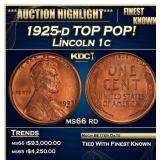 1925-d Lincoln Cent TOP POP! 1c ms66 rd SEGS