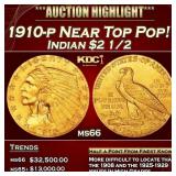 1910-p Gold Indian Quarter Eagle Near Top Pop! $2