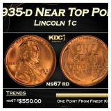 1935-d Lincoln Cent Near Top Pop 1c ms67 rd SEGS