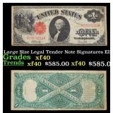 1917 $1 Large Size Legal Tender Note Grades xf Sig