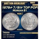 1878-p 7/8tf Morgan Dollar TOP POP! $1 ms66+ SEGS