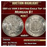 1891-cc VAM 3 Spitting Eagle Top 100 Morgan Dollar