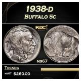 1938-d Buffalo Nickel 5c ms67 SEGS