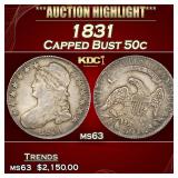 1831 Capped Bust Half Dollar 50c ms63 USCG