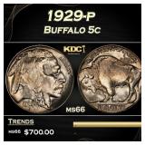 1929-p Buffalo Nickel 5c Grades ms66