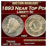 1893 Proof Liberty Nickel Near Top Pop 5c pr67 SEG