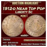 1912-d Liberty Nickel Near Top Pop 5c ms66+ SEGS