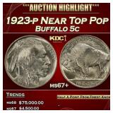 1923-p Buffalo Nickel Near Top Pop 5c ms67+ SEGS