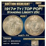 1917-p Ty I Standing Liberty Quarter TOP POP! 25c