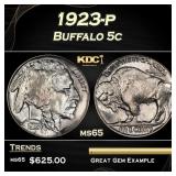 1923-p Buffalo Nickel 5c Grades ms65