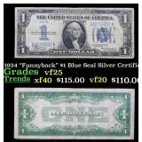 1934 $1 Blue Seal Silver Certificate "Funnyback" G