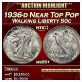 1936-d Walking Liberty Half Dollar Near Top Pop 50