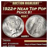 1922-p Peace Dollar Near Top Pop $1 ms66+ SEGS