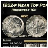 1952-p Roosevelt Dime Near Top Pop 10c ms67+ FT SE