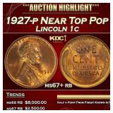 1927-p Lincoln Cent Near Top Pop 1c ms67+ rb SEGS