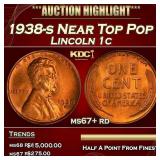 1938-s Lincoln Cent Near Top Pop 1c ms67+ rd SEGS