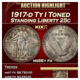 1917-d Ty I Standing Liberty Quarter Toned 25c ms6