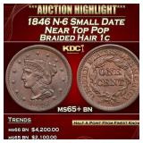 1846 N-6 Small Date Braided Hair Large Cent Near T
