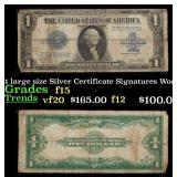 1923 $1 large size Silver Certificate Grades f+ Si