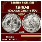 1940-s Walking Liberty Half Dollar 50c ms66 SEGS