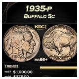 1935-p Buffalo Nickel 5c ms66+ SEGS