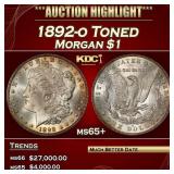 1892-o Morgan Dollar Toned $1 ms65+ SEGS