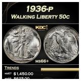 1936-p Walking Liberty Half Dollar 50c ms66+ SEGS