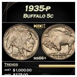 1935-p Buffalo Nickel 5c ms66+ SEGS