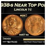 1938-s Lincoln Cent Near Top Pop 1c ms67 rd SEGS