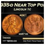 1935-d Lincoln Cent Near Top Pop 1c ms67 rd SEGS