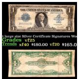 1923 $1 large size Silver Certificate Grades vf+ S