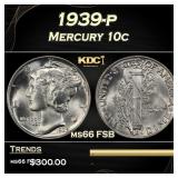 1939-p Mercury Dime 10c ms66 FSB SEGS