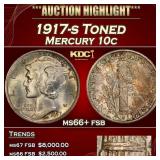 1917-s Mercury Dime Toned 10c ms66+ fsb SEGS