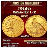 1914-d Gold Indian Quarter Eagle $2 1/2 ms65+ SEGS